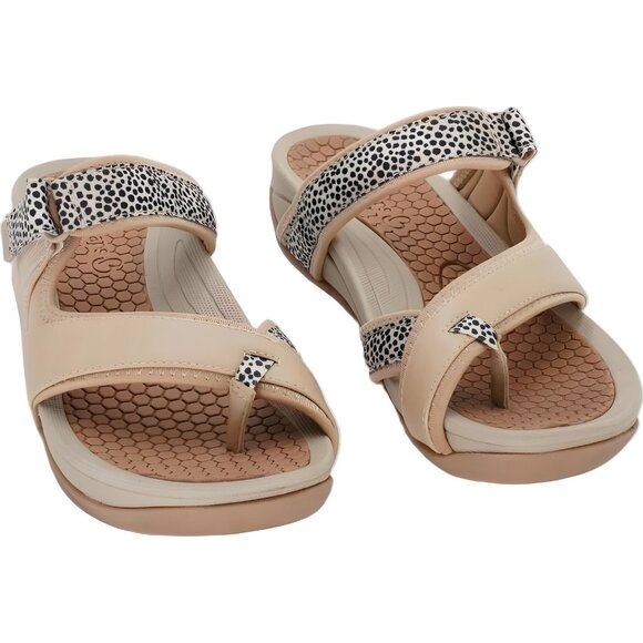 Baretraps Shoes - Baretraps Denni Beige Leopard Comfort Sandals Toe Post Women's US 7.5M